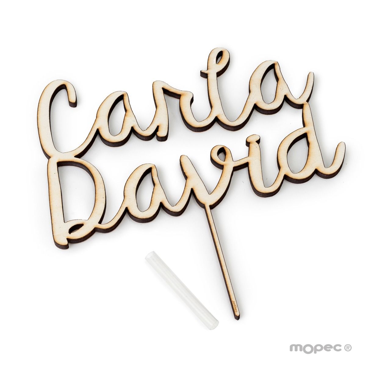 Topper De Gateau 2 Noms En Bois 18cm Aprox Mopec