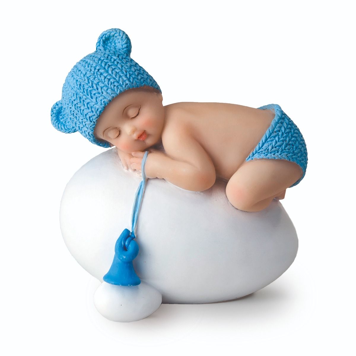 Figura Nino Bebe Azul Durmiendo Sobre Huevo 7 5x8cm Mopec