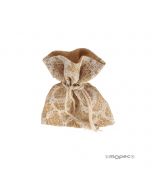 Bolsa burlap con blonda marfil 10x12,5cm. min.24