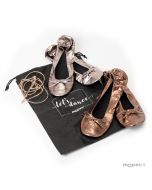 Ballerines pliables argent et cuivre taille L et sac talons