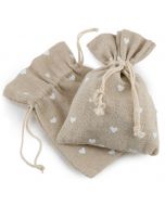 Beige bag with hearts 10x13cm