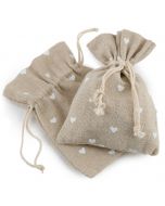 Sachet beige avec coeurs 10x13cm