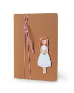 Big notebook decorated with Communion girl in a short dress