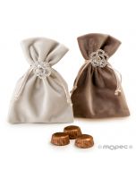 Broche fleur en strass sachet velours vison/beige 3chocolats