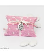 Guardian Angel pink cord bracelet with 5choc.almonds
