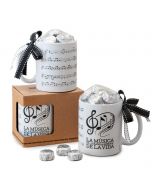 Ceramic mug musical score in gift box 6 chocolates