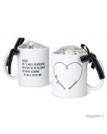 Ceramic mug I love you Mon heart  6 chocolates in gift box