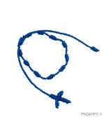 Pulsera-rosario con cruz macramé azul eléctrico