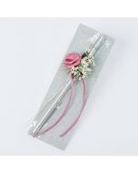 Silver marker decorated with mauve flower and bookmark