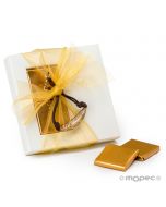 Case with metal feather bracelet and 2 chocolates
