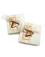 Estuche cruz dorada stda.beige/marrón 2napolitanas, min.2