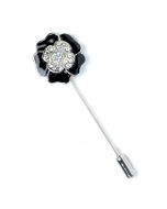 Metal pin diamond black flower