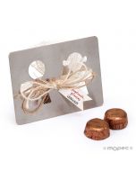 Metallic coaster with 2 chocolates and card Simplemente..