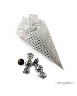 Cono topos plateado colgante 25 aniv.5croki-choc. min.12