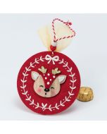 Red Fawn felt and wood pendant 1 chocolate