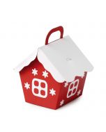 Maison en papier de Noël rouge et blanc 10x13cm.