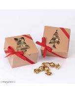 Boîte kraft de Noël 15croki-choc clochette/sapin 10cm*