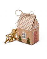Gingerbread house box with 3 croki-choc 7x10,5x5cm.