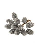 Pinecone with silver glitter bunch of 12