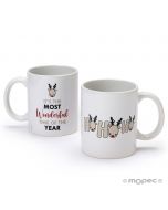 HoHoHo ceramic mug reindeer with gift box