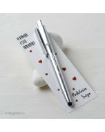 Silver pen with touch pointer interior led stars in bookmark