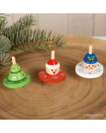 Toupie de bois Noël asstd.