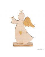 Figura madera ángel detalles dorados 17cm.