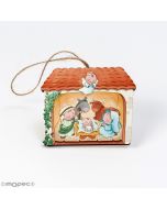 Colored wooden nativity scene Pit & Pita with string
