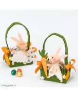 Felt basket 17cm rabbit with 10 praline eggs, min2