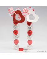 Boîte 6 chocolats coeur rouge/blanc Saint Valentine assort.