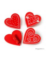 Pinza madera corazón rojo S.Valentín, 3stdo., min.9