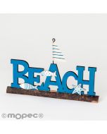 Cartello in legno Beach 20x12cm.