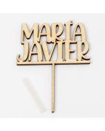 Cake topper with names capital let 13cm. (height) customized
