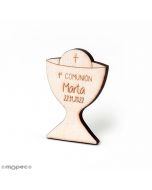 Magnete in legno 6 cm. calice personalizzato