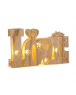 Dec. madera Love con luces led 21x13cm.incl. 2 pilas