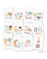 Set of 12 funny drawings milestone cards 