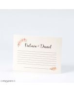 Wedding card flowers customizable  12.3x8cm min 25 pcs