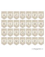 Banderole pour guirlande lin texture coeur 14,6x21,7cm