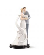 Figura pastel Novios 23cm ramo de flores