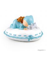 Figura para pastel + hucha bebé almohada azul 16x10x14cm