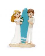 Cake topper bride and groom surfers 13.5 x 19cm.