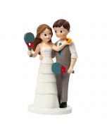 Figure pastel de la mariée et du marié pagaie 10,5 x 18,5 cm