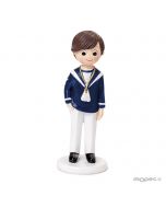 Figura Comunión marinero camisa azul mano bolsillo, 17cm