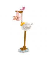 Figure pour gâteau Pita cigogne chapeau rose 22cm