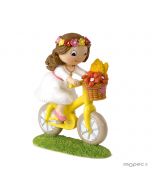 Figura pastel niña Comunión en bici 13,5cm.