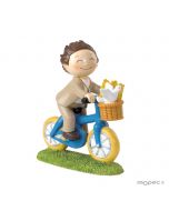 Figura pastel niño Comunión en bici 13,5cm.