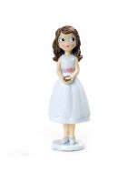 Resin cake topper communion girl in a short dress, 16.5cm
