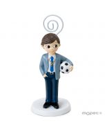 Communion boy with soccer ball cardholder, 11cm