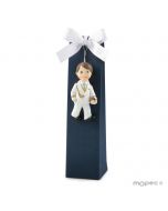 Imán Comunión niño almirante blanco caja azul, 3 peladillas