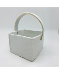 Cesta cuadrada de fieltro color blanco 13,5x20(incl.asa)x14cm